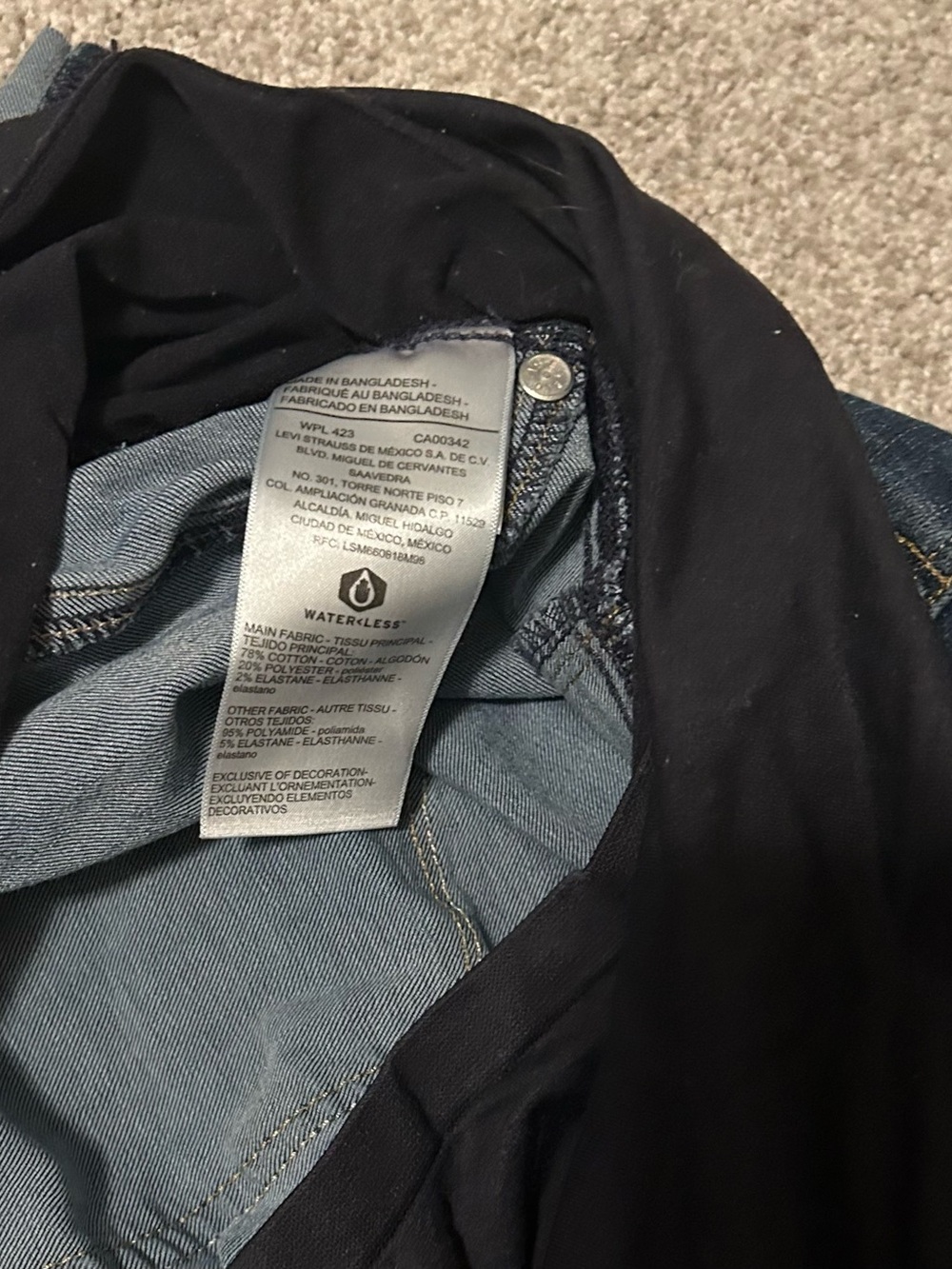 Dark Blue Denim Maternity Shorts with Black Stretch Waist - Picture 3 of 3